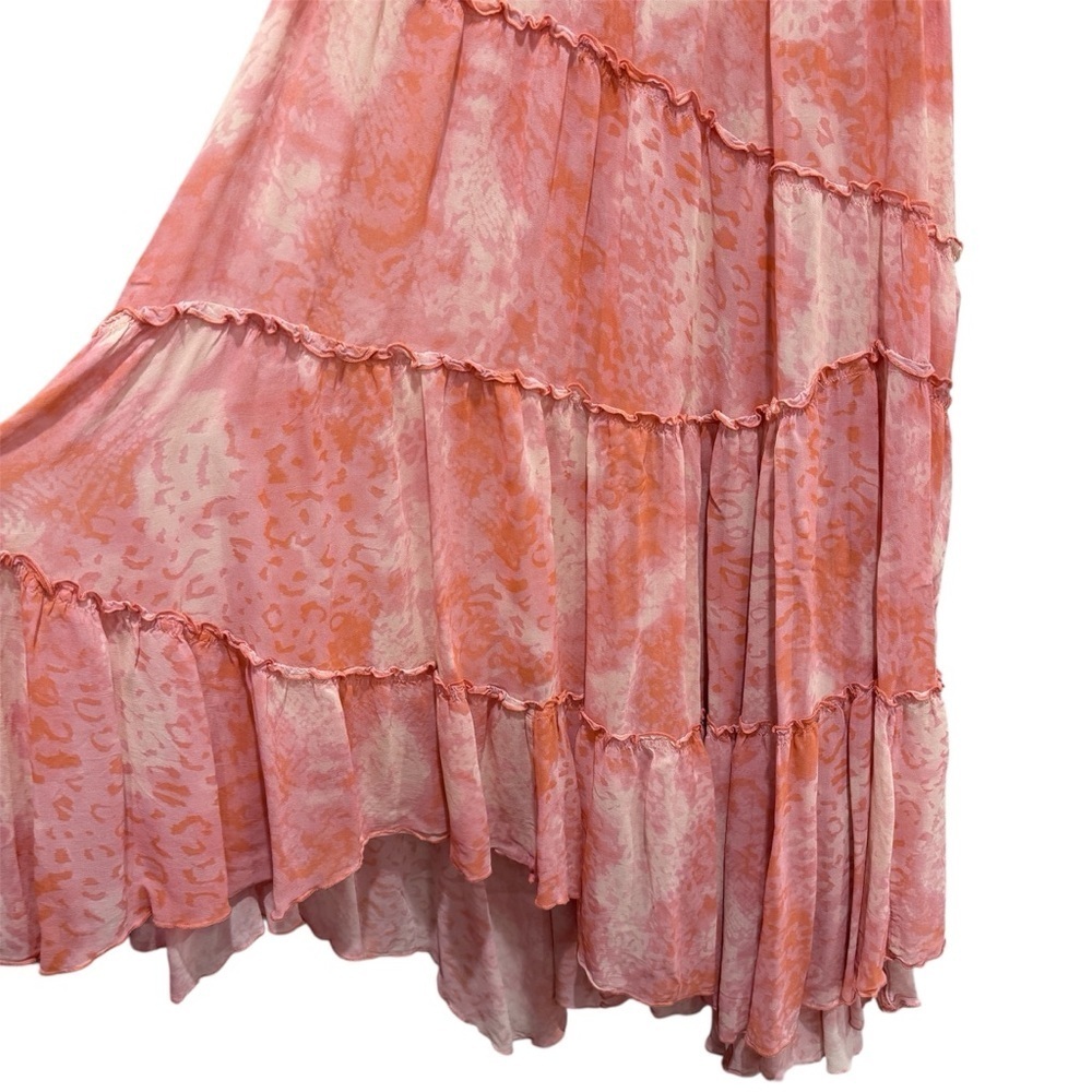 Anthropologie Asymmetric Hanky Tunic Midi Dress Boho Beach Cover Up Pink Peach L - Picture 9 of 9